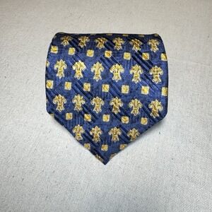 Robert Talbott Best Of Class Blue Gold Woven Designer 100% Silk Neat Tie‎